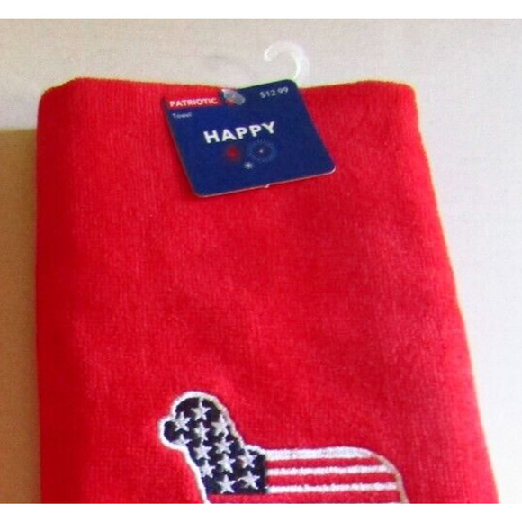 Patriotic Kitchen Dish Towels Red White and Blue American Embroidered Set of 2 - Picture 4 of 4